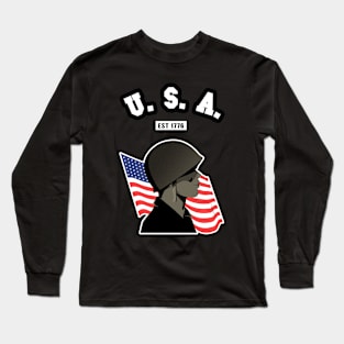 🦅 USA Strong, 1776, Stars and Stripes Flag, Patriotic Long Sleeve T-Shirt